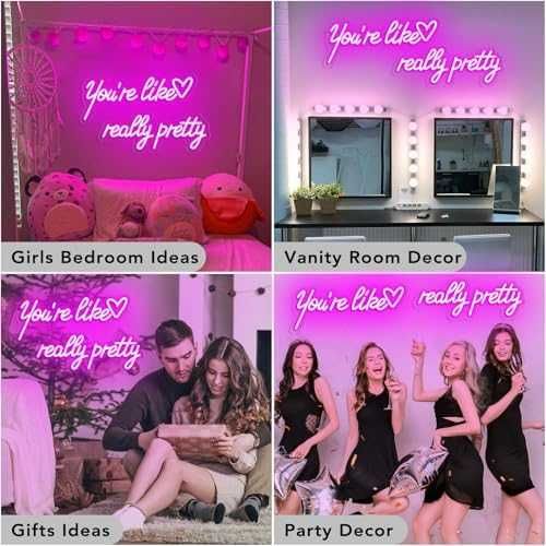 LED неонов надпис You're Like Really Pretty 82см розов USB знак стена
