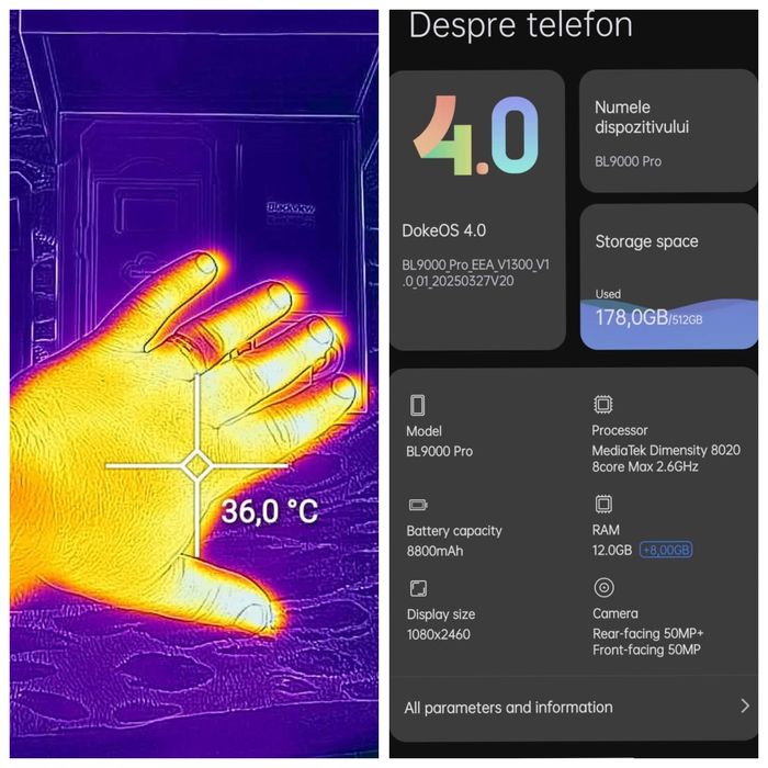 Vand smartphone Blackview BL9000 Pro ultra-rezistent (Rugged), versiunea top cu cameră termică FLIR Lepton 3.5 (cea mai mare rezoluție termică )