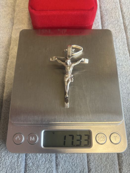 Сребърен ланец Панцер 925 и кръст 55см 120гр