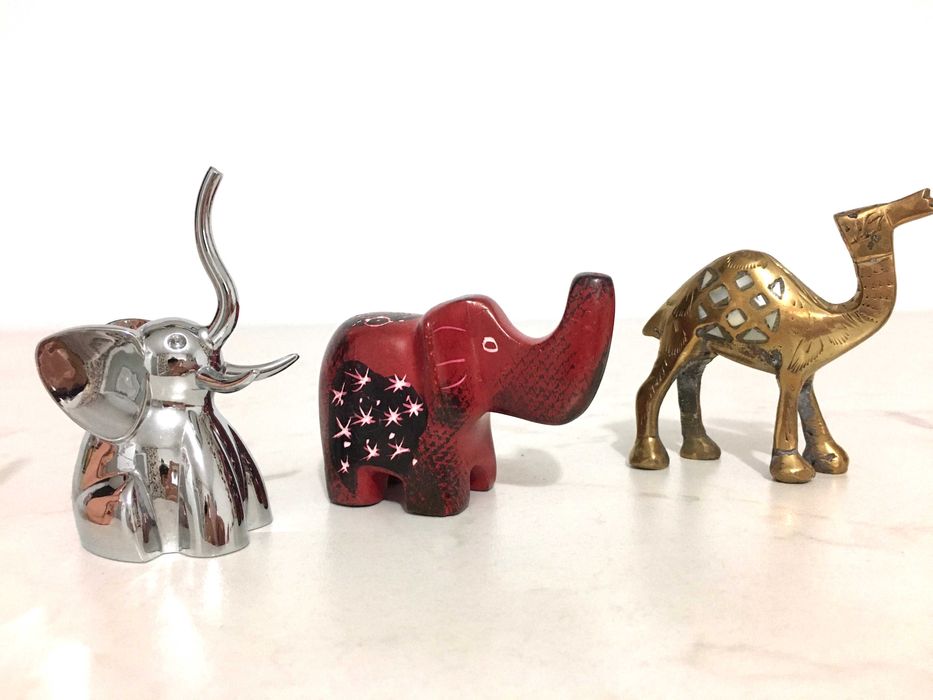 Set 6 statuete metalice pt biju UMBRA jucarii elefant pisica iepure