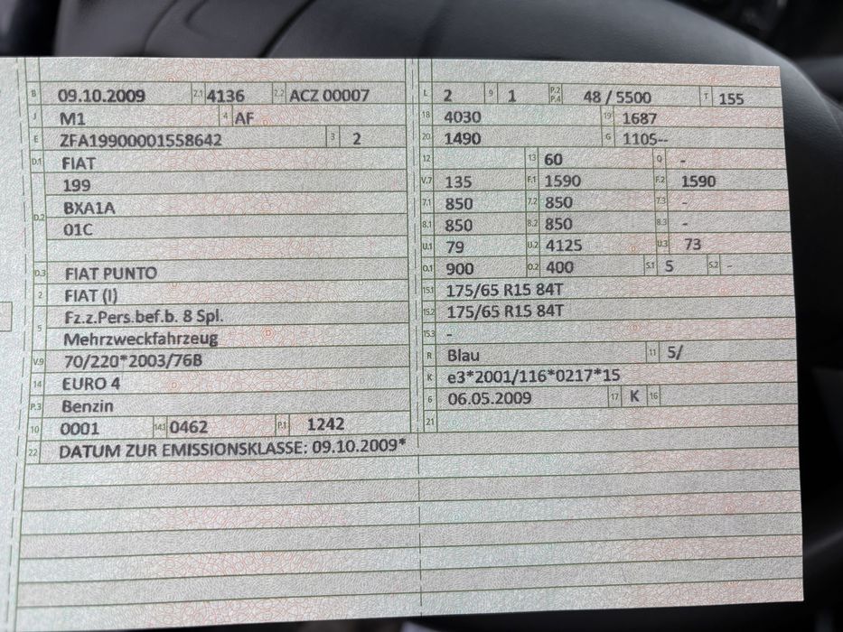 Vand Fiat Punto Benzina