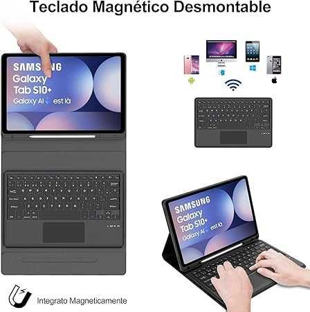 Husa cuTastatură pentru Samsung Galaxy Tab S10 Plus 2024, S9/S9FE Plus