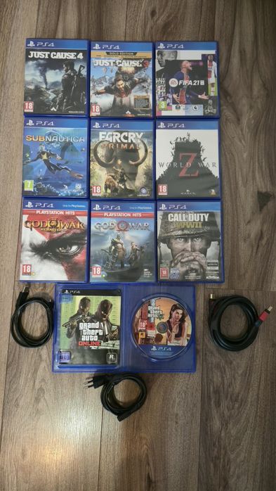 PlayStation 4 Slim + Controller + 10 Jocuri + Cabluri