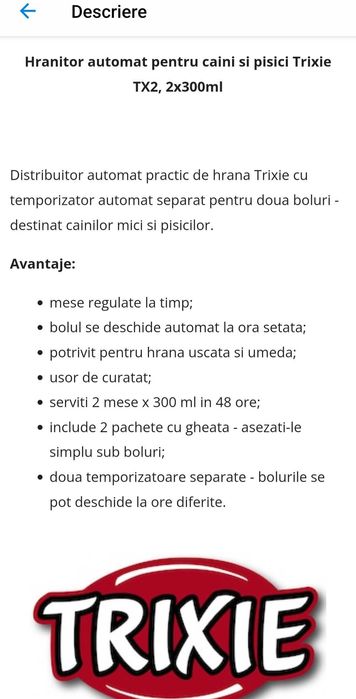 Hrănitor automat pentru pisici/caini