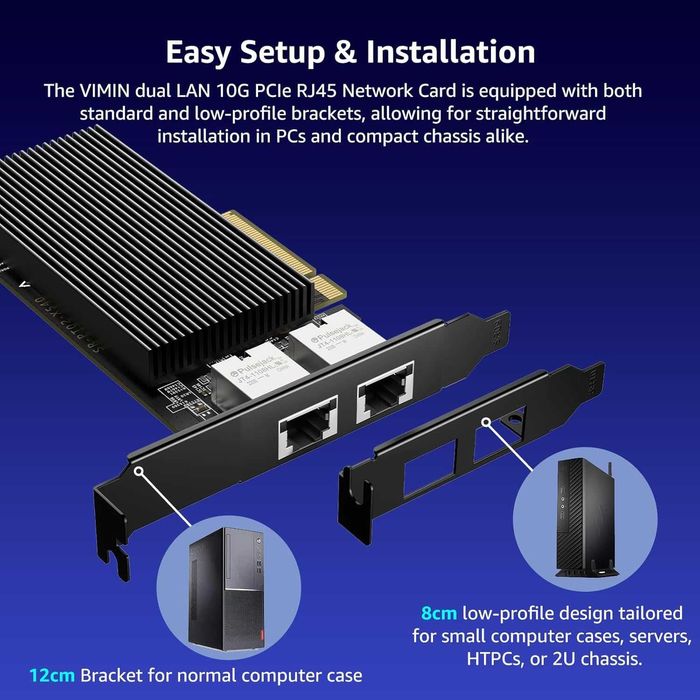Placă rețea PCIE 10G,NIC port dublu RJ45,Intel X540-T2,Ethernet Vimin
