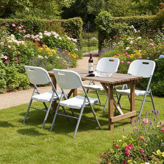 Комплект 4 броя сгъваеми кетъринг столове за градина и събития
