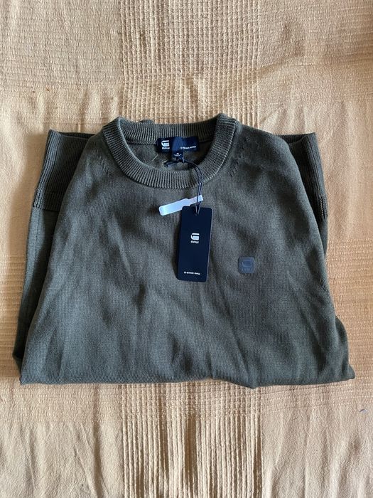Чисто нов пуловер G-star raw, merino вълна, маслинен цвят