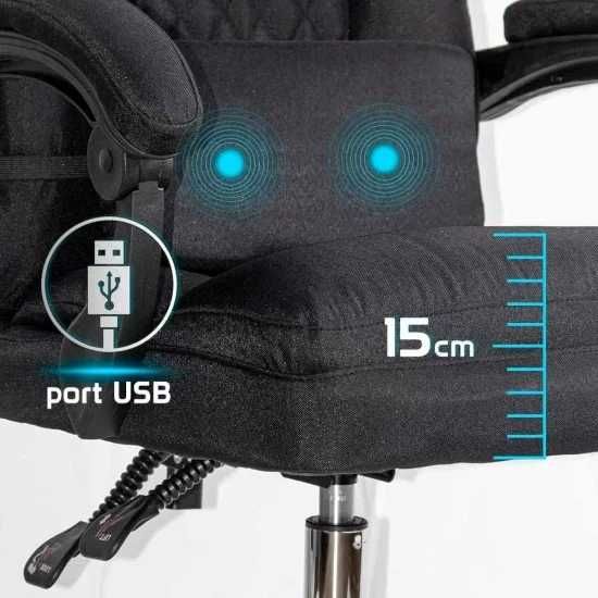 Scaun Birou Perna lombara Masaj, Stofa Negru DHO 936 LIVRARE GRATUITA