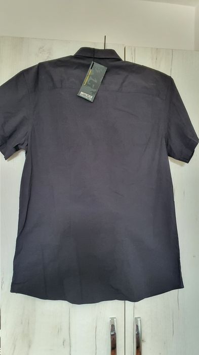 SMOG XL cămașă neagră slim fit denim elastic cu capse smart casual urban premium