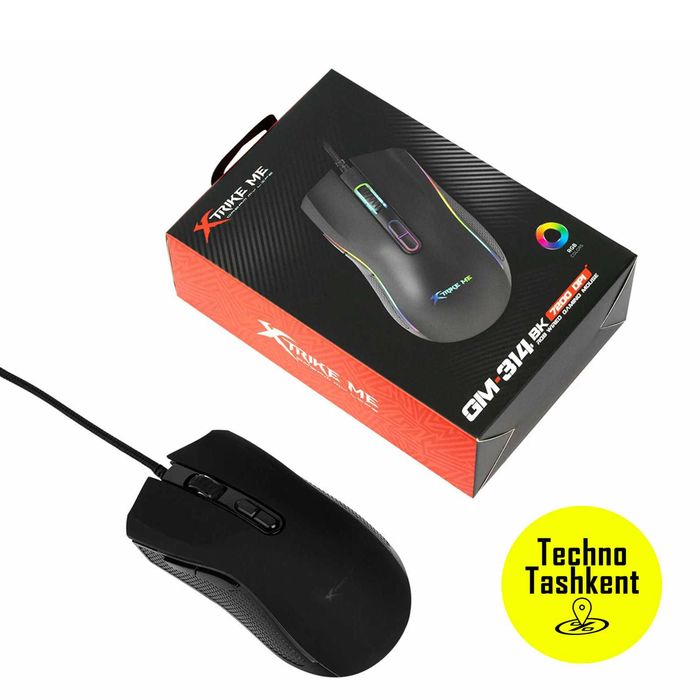 Компьютерная игровая мышь проводная Xrike GM-314 с RGB, 7200 DPI