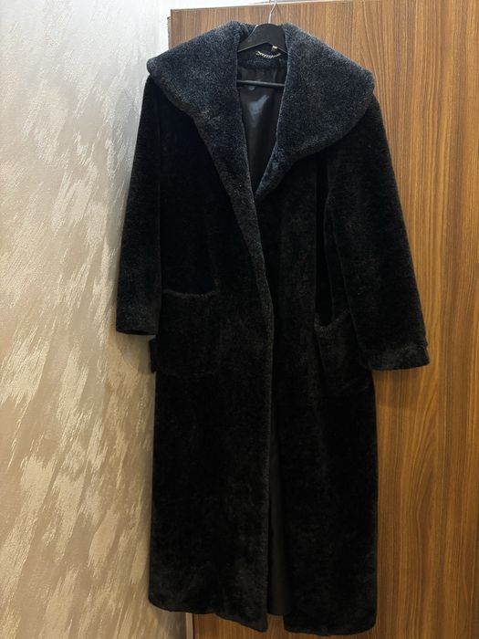 Дълго зимно палто еко кожа