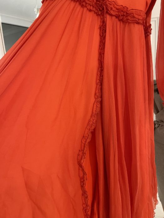 Rochie portocalie din matase