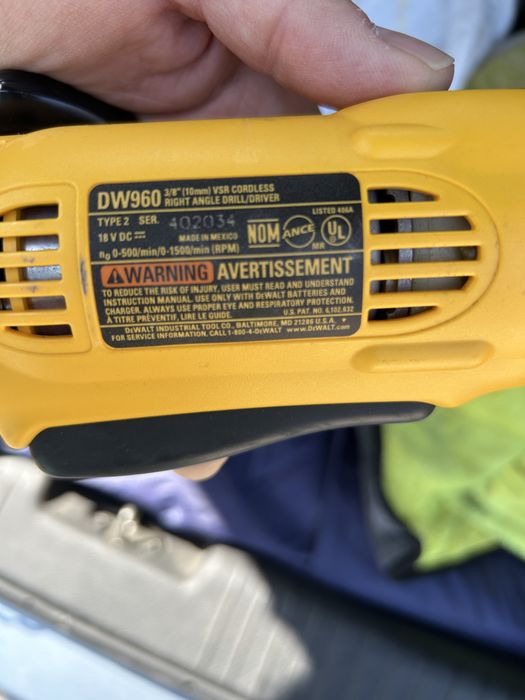 Дрель угловая DeWalt DW960