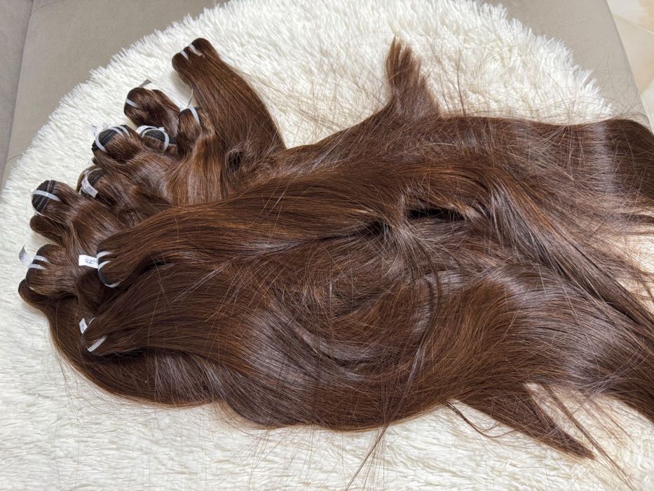 100% Естествена Виетнамска коса – Цвят №4 Кестеняво кафяво.