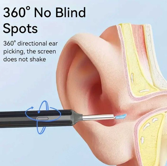 Curățător cerumen urechi, pentru iOS și Android, Calitate HD 1080P.