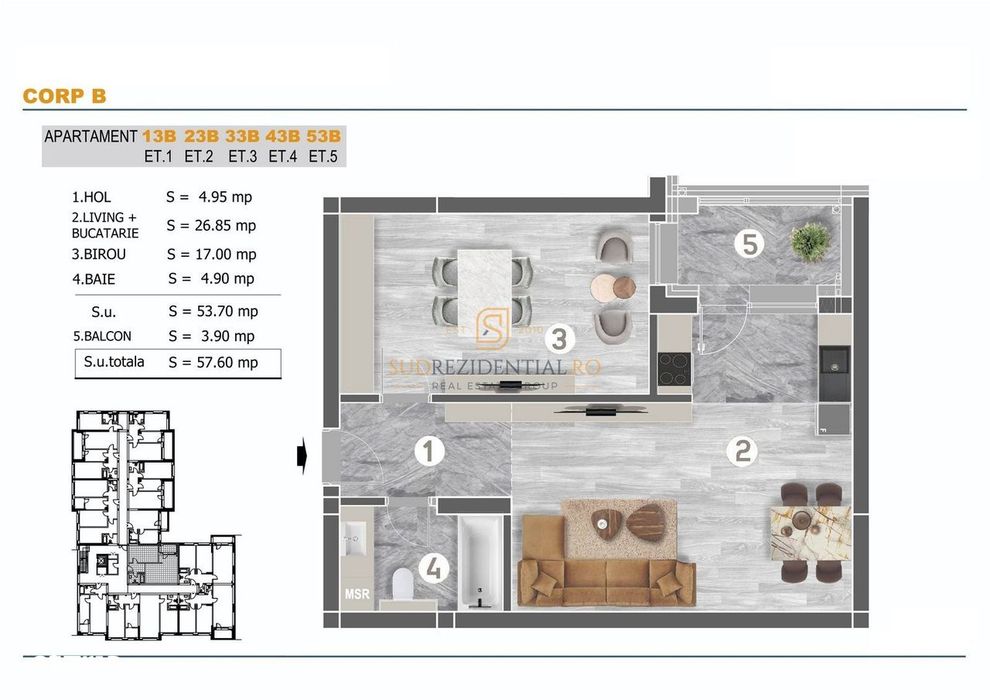 Apartament 2 camere, tip studio, Comision 0%, zona Grand Arena Mall - View 5