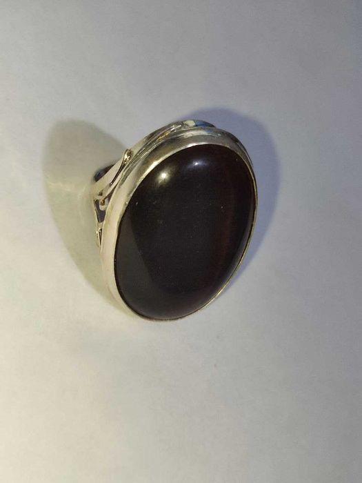 Серебряное кольцо с крупным камнем КОШАЧИЙ ГЛАЗ
