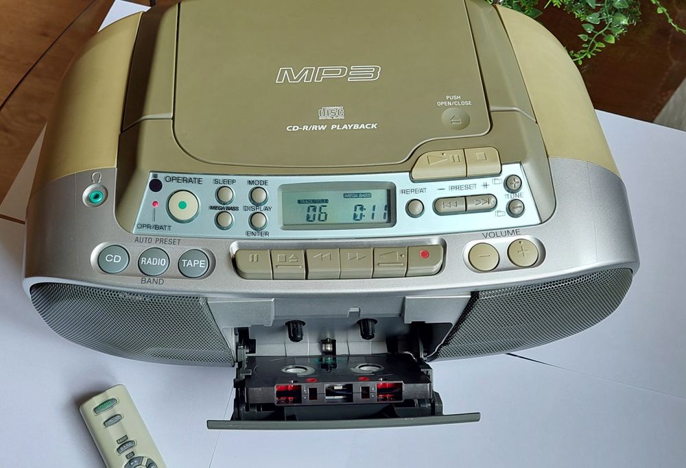 Sony CFD‑S03CPL – radiocasetofon cu CD, revizie completă + telecomandă