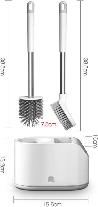 Perie toaleta 2-in-1 cu suport igienic si montare pe perete pardoseala