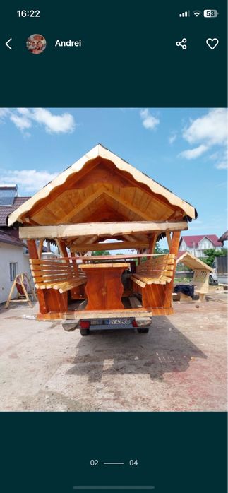 Vand foisoare de gradină lucrate foarte bine din lemn masiv pe comanda