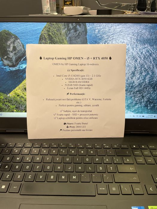 Laptop HP Omen i5 gen 13 rtx 4050