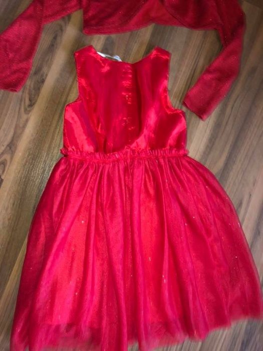 Rochita rosie +2 Bolerouri 7-10ani impecabile H&M