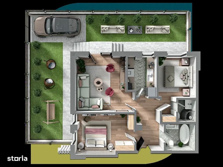 ESQ Village 3, Apartament 3 camere TIP 6, parter + curte+ loc parcare