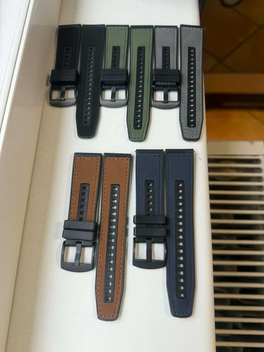 Curea cauciuc+insertie piele Huawei GT,GT2,GT3,GT4,GT5(46mm) 22mm