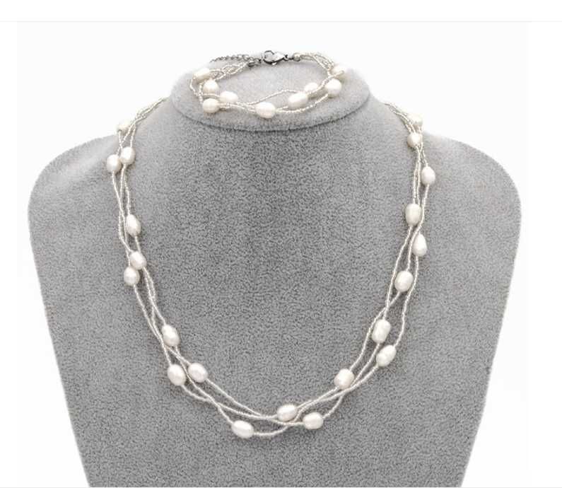 Set Perle Naturale De Cultura Albe (Colier si Bratara)