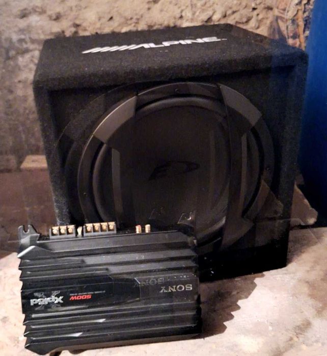 Субуфер Alpine SBE-1244BR + Усилвател SONY XM - N502 (с гаранция)