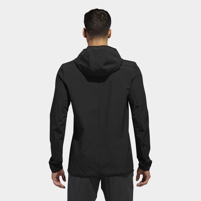 Adidas Jachetă de alergare hidrofugă cu glugă  M  Negru