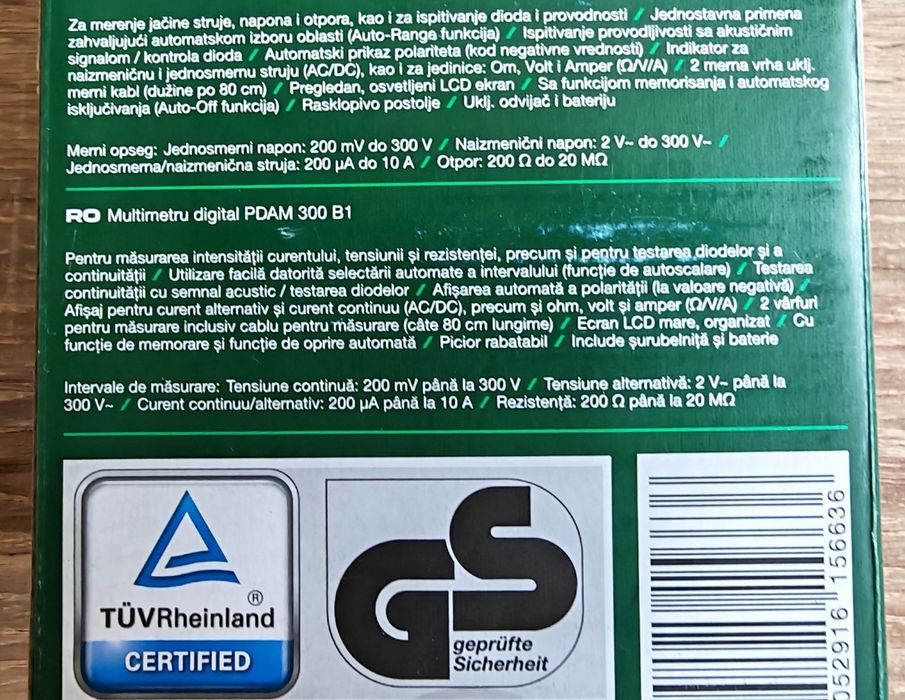 Aparat de masura Parkside Voltmetru Ampermetru Tester Ohmetru Nou