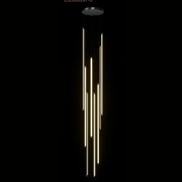 Черен LED Полилей с 8 глави по 1 м дължина за стълбище (регулируемо висене до 3 м)