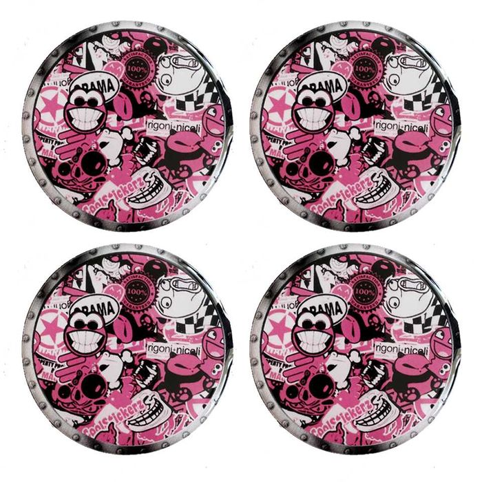 капачки за джанти шарени 60мм анимация 4 броя комплект черепи