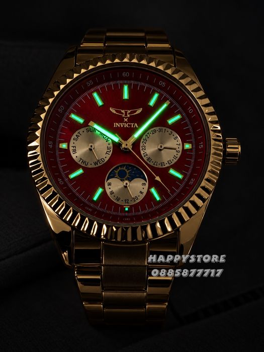 INVICTA Emerald gold red dial unisex 38 mm, Инвикта нов унисекс часовник