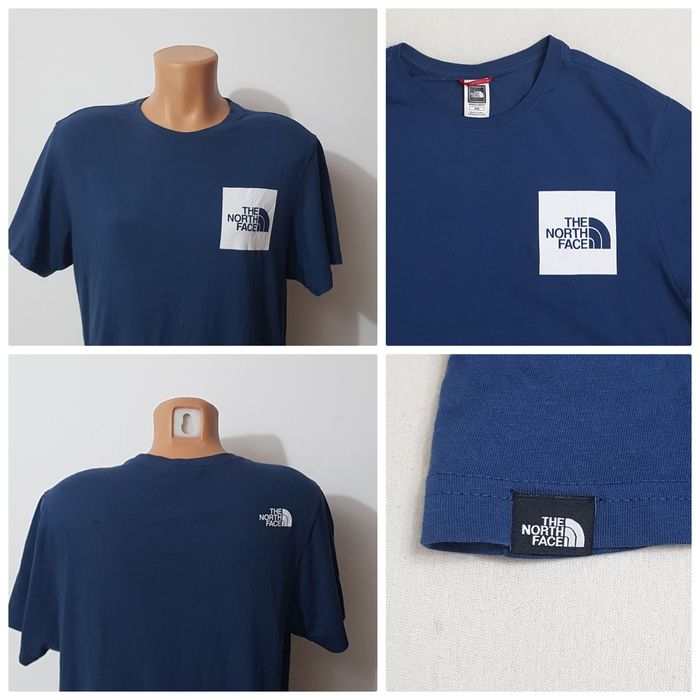 Tricou The North Face, logo piept, bleomarin navy, 100% bumbac, Nr. M