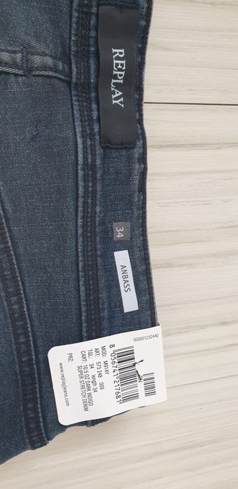 Replay Milano Anbass Stretch Slim Fit 34/34 НОВО! ОРИГИНАЛ Мъжки Дънки