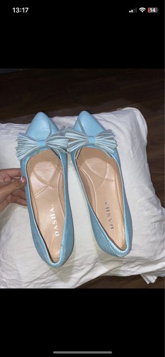 pantofi turcoaz cu fundita