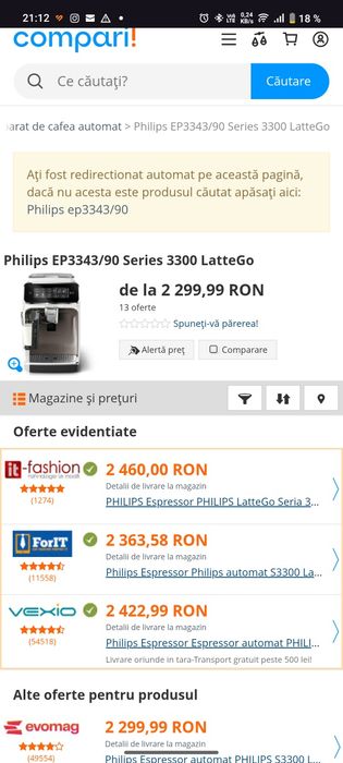 Espressor automat PHILIPS EP3343/90