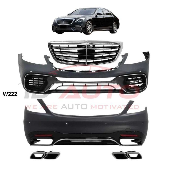 AMG Борни за Mercedes W222 S-Class S63 (2013–2017 / Facelift) – Предна и Задна Броня + Накрайници + решетка