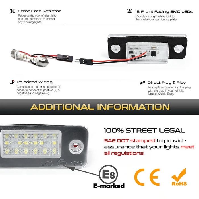 Set lampi led numar Audi A8/S8 D3 4E 2003-2009