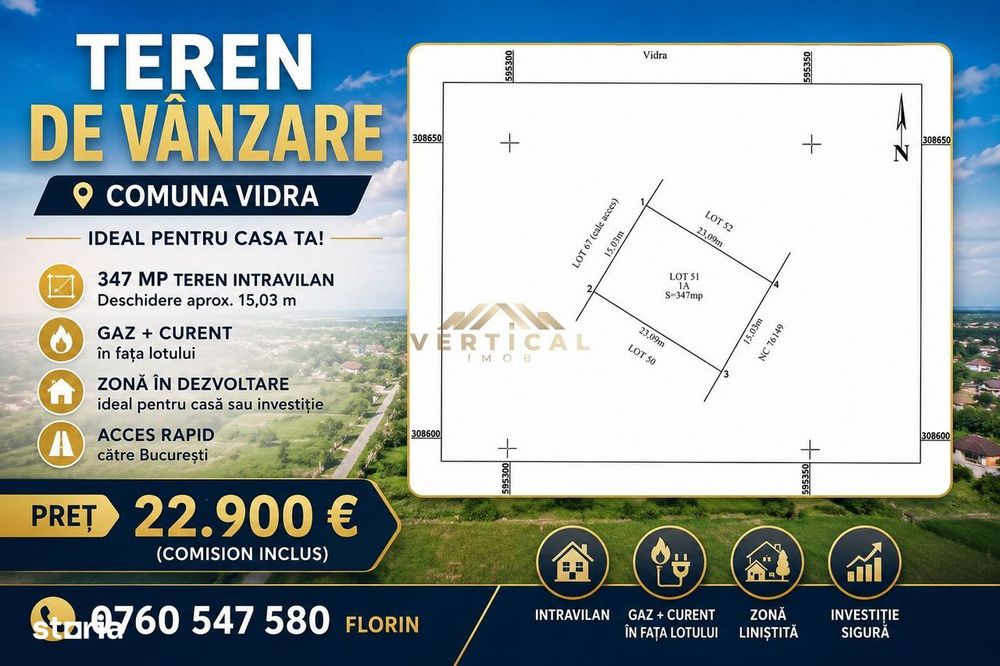 ✨ Oportunitate Exclusivă – Teren Premium În Comuna Vidra ✨