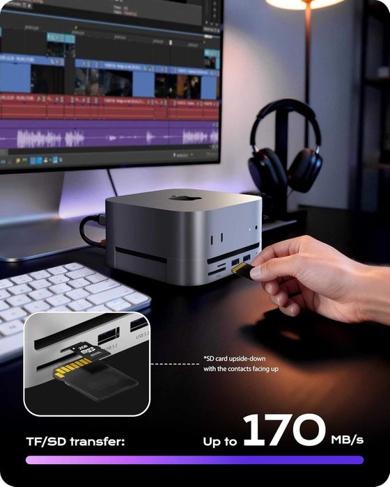 Докинг станция Stouchi за Mac mini M4 с корпус за NVMe SSD, 4K/60 HDMI