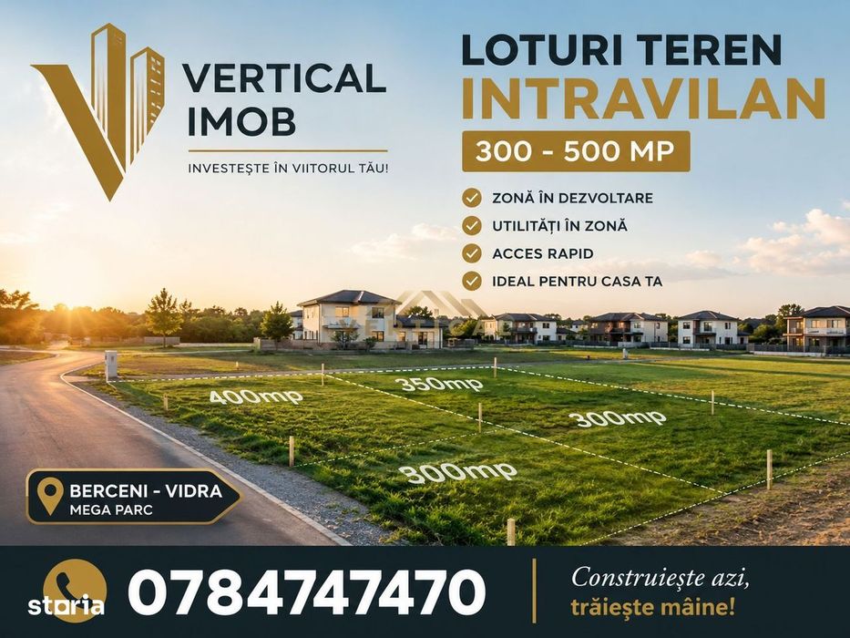 Teren loturi parcelate ( RATE )-Berceni/ Vidra Ilfov