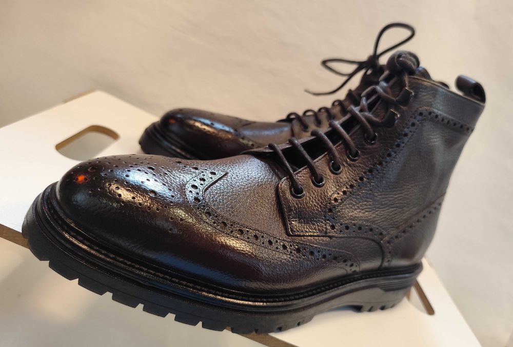 Ghete lace up 44 de lux Massimo Dutti NOI piele naturala moale maro