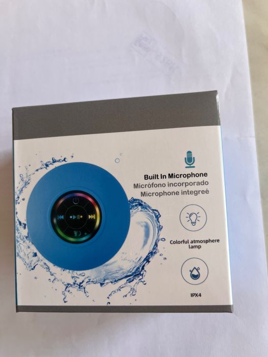 Bluetooth колонка за баня с вендуза, LED, микрофон, IPX4