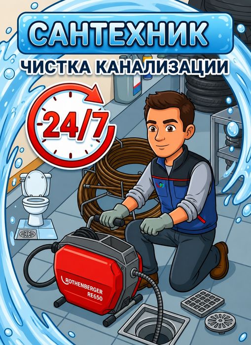 Сантехник Чистка Канализация 24/7