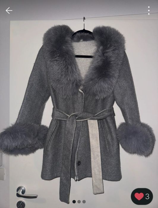 Palton alpaca blana naturala