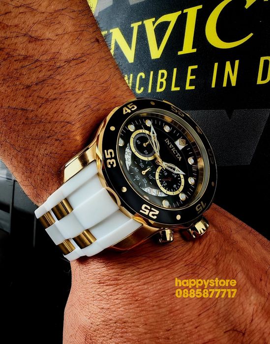 часовник INVICTA Pro Diver SCUBA white Gold 48 mm, Инвикта нов