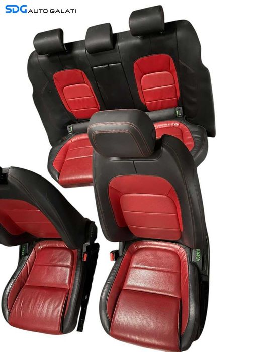 interior Piele Rosie cu Negru cu Incalzire Scaune Stanga Dreapta si Bancheta cu Spatar Jaguar XF X260 2015 - 2020 [B4764] [B4765] [B4766]